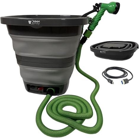 Bucket Spray Pulvérisateur électrique 15 L - Seau pulvérisateur haute pression portable, pliable et rechargeable par USB pour voiture, camping, jardin, terrasse, chantier -