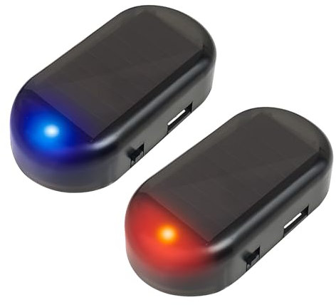 Allarme Auto da 2 pezzi,Luci Lampeggianti Antifurto a LED Fittizie ad energia Solare, Dispositivo Antifurto per Auto, per Sistema di Sicurezza Auto, Luci Lampeggianti antifurto fittizie (rosse e blu)