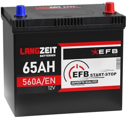 LANGZEIT ASIA EFB Batterie 65Ah 12V Autobatterie Starterbatterie Start Stop