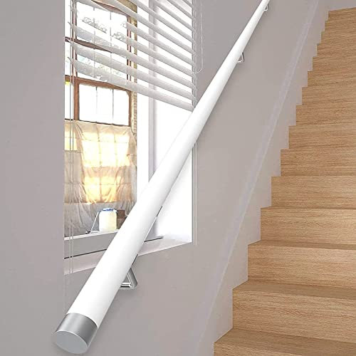 Kit de pasamanos de madera blanca para escaleras, barandilla redonda antideslizante de madera para seguridad en interiores, barandilla montada en la pared para niños mayores, villa, loft, 1 pie 20