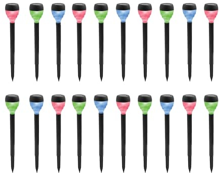 Coopers of Stortford - Set of 20 Solar Stake Lights with Colour-Changing LEDs - Eco-Friendly Outdoor Lighting, No Cables or Wiring - Easy Stake Design for Borders, Paths or Pots