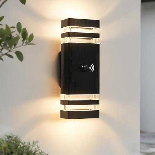 JNR Außenlampe mit Bewegungsmelder, GU10 LED Aussenlampe, Schwarz