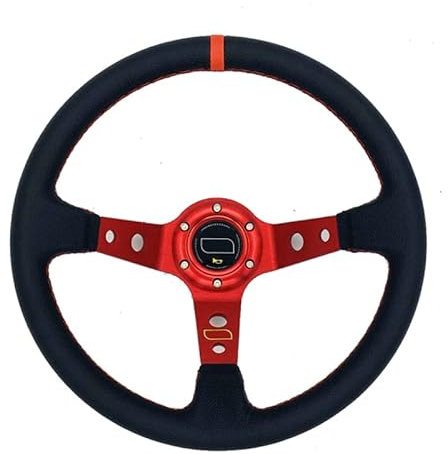 Drifting Lenkrad,Universal Rennlenkrad 6 Bolzen Aluminium Racing Lenkrad 350mm 14inch Deep Teller Auto Sport Lenkrad mit PVC. Lederhornknopf.