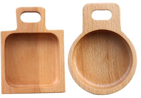 HOLIDYOYO 2 Piezas Plato De Madera Para Mojar Deberes Platos De Aperitivo Cuadrados Bandeja Plato De Galletas Plato De Sopa y Sándwich Guarnición De Condimentos Bocadillo De Madera Bambú