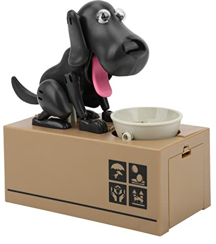 Roboter Hundebank Spardose Elektronische Spardose Roboter Hundebank Automatisches Sparschwein für Kinder (Schwarz)