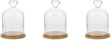 ULTECHNOVO Lot De 3 Cloches Décoratives en Verre avec Base en Bois pour Plantes Médailles Photos Objets De Collection Jouets Fleurs Préservées