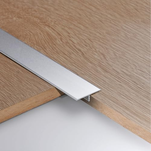 3pcs 3.3cm Bande de Transition en T Aluminium Barre de Seuil Métal Seuil de Porte Profil de Transition Bande de Transition Sol pour Les Espaces Entre les Carreaux,les Sols,0.9M Argent