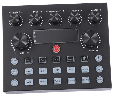HIAKDOFT Sound Card Led Lights for Live Streaming Dj Equipment Voice Changer for Computer Gaming Audio Mixer Musical Instruments for Adults