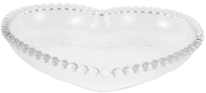 PRETYZOOM Plateau à Bijoux Verre Gaufré Forme de Cœur Vide-Poches Inspiration Vintage Organisateur Décoratif pour Chambre