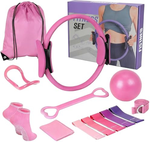 Lot de 13 anneaux de pilates pour homme et femme – Cercle de résistance avec poignées, anneau de yoga pour tonifier tout le corps, équipement de gym à domicile pour la force abdominale, entraînement