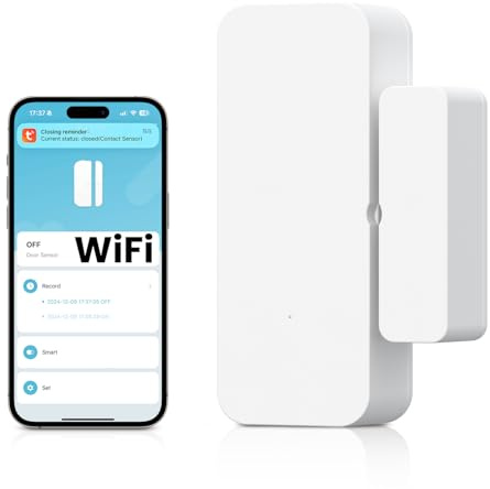 AVAATTO WiFi Türsensor Alarm, Tuya Fenstersensor Drahtloser. Alarm in Echtzeit.Kompatibel mit Alexa, Google Home Sprachsteuerung Und Smart Life App Fernbedienung [Kein Gateway erforderlich]