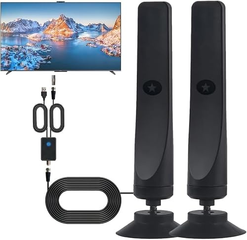 Festberg Hitenna Wavemax HD TV antenna (100 channels, 50 miles, 3m cable) Plug and Play and Comes for Indoor/Outdoor use (2PCS)