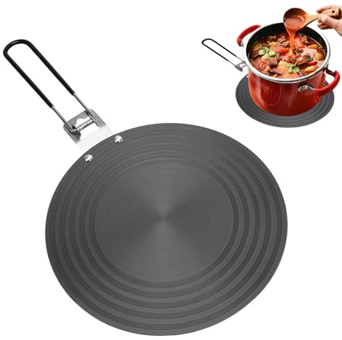 Gwtdtoad Adaptatrice Induction pour Cuisson | Diffuseur de Chaleur 24 cm pour Casserole,Disque Adaptateur à Poignée Pliable pour Cuisinière Aluminium - Pour Cuisinières Cafetières