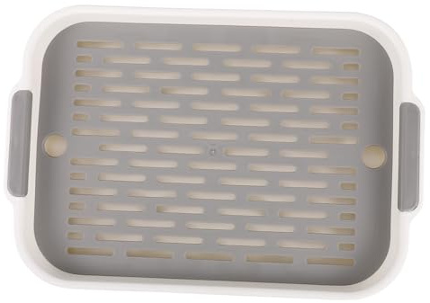 Ipetboom Scolapiatti Doppio Strato in Plastica Pp Griglia di Scarico e Maniglie Portatili, Vassoio Filtro Acqua per Cucina e Sala da Pranzo, Vassoio Drenante per Tazze e Posate, Design