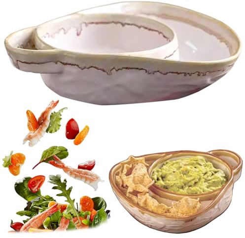 NASSMOSSE Soup and Sandwich Plate Combo Ceramic Soup and Sandwich Plate with Handle Retro Stoneware Bowls & Side Bowls Easy to Clean for Breakfast Beige