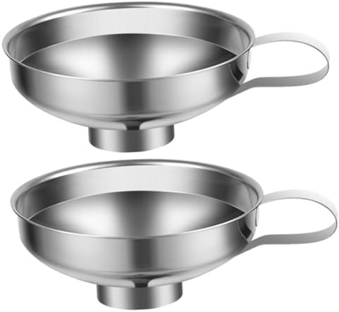 DEARMAMY Embudo de Boca Ancha de Acero Inoxidable Grueso Embudo Metálico para Mermelada y Conservas Pack de 2 Unidades Grandes para Transferencia de Alimentos y Especias Cocina