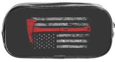 PPHGUT Hache de pompier rouge imprimé drapeau transparent organisateur de papeterie pour l'école, les voyages, le bureau, le travail, les fournitures de sport