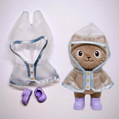 Lämplig för 10 cm, 17 cm trendiga dockkläder (exklusive dockor) (transparent regnrock + lila regnstövlar)