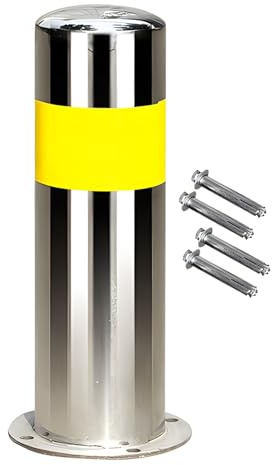 GTHTUHFD Paletto di Sicurezza in Acciaio con Bulloni, Paletti di Sicurezza Riflettenti Gialli, Paletti di Sicurezza per Impieghi Gravosi per Parcheggio,Silver-4.5x12in