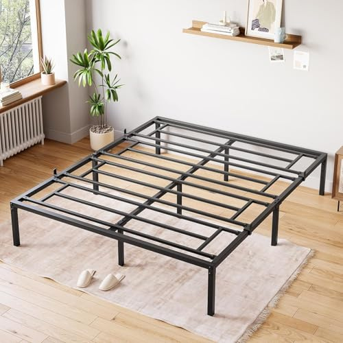 Aptliton 4ft6 Double Size Bed Frame, Metal Platform Bed with Heavy Duty Steel Slat Support/No Box Spring Needed/Noise Free/Under-bed Storage/Esay Assembly/Black