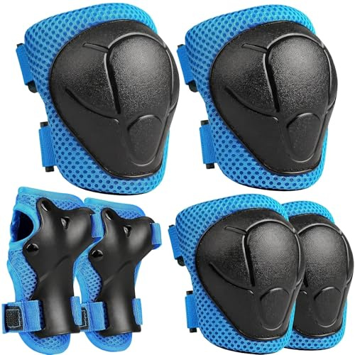 6pcs Kids Sports Protective Gear Set, Adjustable Kids Knee Elbow Pads Wrist Guards, Breathable Knee And Elbow Pads for 3-7 Years Children Skateboard Roller Skating Biking Outdoor Sports