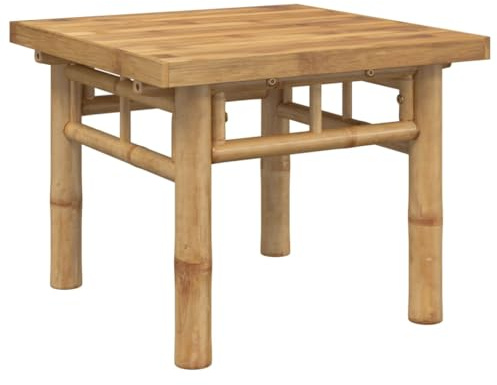 Favemtsl Mesa de centro de bambú 45 x 45 x 35 cm – Mesa auxiliar cuadrada para salón y balcón – Mesa de café natural – Pequeña mesa de jardín y taburete para flores de madera