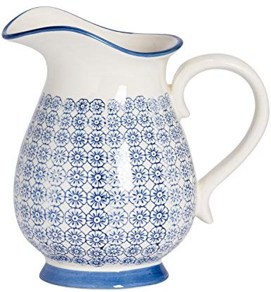 Nicola Spring Hand-Printed Water Jug - 2.2 Litre - Navy