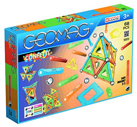 GEOMAG CLASSIC CONFETTI 68 Teile Magnetisches spielzeug für Kinder, Geschenk für Jungen und Mädchen im Alter von 5 6 7 8 9 10 11 12 13 Jahren, magnetische Konstruktionen, Kinderspielzeug