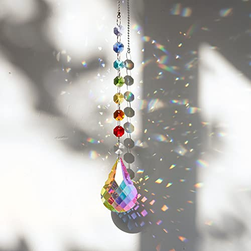 Crystal Chakra Beads Hanging Ornament Handmade Rainbow Maker Hanging Suncatcher Glass Pendant 76mm