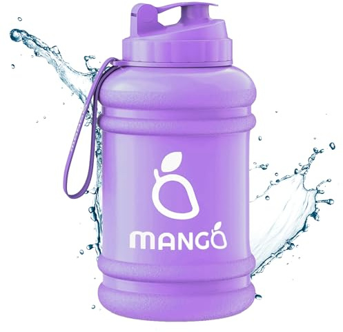 MANGO 2.2L Water Bottle With Straw and Time markings - BPA Free Xl Jug - Extra Large Durable Sports Bottles With Flip Cap - Ideal For Gym and Bodybuilding - Large Sports Reusable Water Bottle (Lilac)