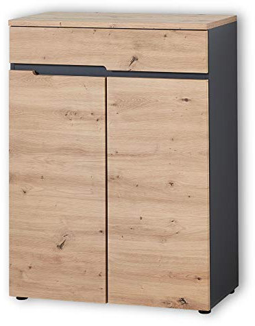 Stella Trading MEMPHIS Schuhschrank in Artisan Eiche Optik, Graphit - Modernes Schuhregal mit viel Stauraum für Ihre Schuhe - 80 x 107 x 38 cm (B/H/T)