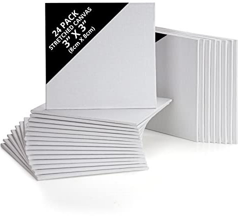 Belle Vous 24 Stück Blanko Leinwand zum Bemalen - Leinwand 8x8cm - Vorgespanntes Canvas Keilrahmen Leinwände Set - Geeignet für Acryl- und Ölfarben sowie zum Skizzieren und Zeichnen