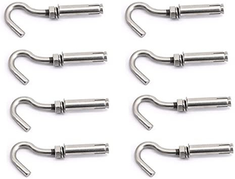 8X NUZAMAS M8 Expansionsschrauben Schrauben Open Cup Hook 304 Edelstahl Ankerbolzen mit Open Hook Hülse Schraube für Wand Mauerwerk Beton Expansion Hochleistungsschrauben