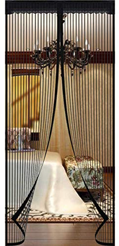 Magnet Fliegengitter tür katzennetz, Vorhang Fliegenvorhang Moskitonetz für Balkontür Wohnzimmer Terrassentür Automatisches Schließen, Klebemontage ohne Bohren,schwarz,120x210cm(47x82inch)