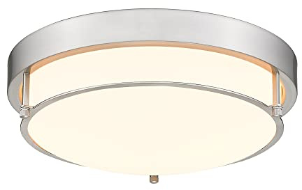 Cargifak Close to Ceiling Light Fixtures, Bushed Nickel Farmhouse Ceiling Light with 2 Light for Laundry Kitchen Bedroom Bathroom, 4822-BN