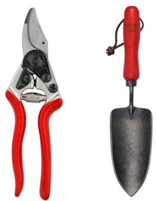 FELCO 2-teilig: Kompakte Bypass-Gartenschere 14 + Diamant-Schleifstein 903, Rechtshänder, Kleine Hand, 18mm