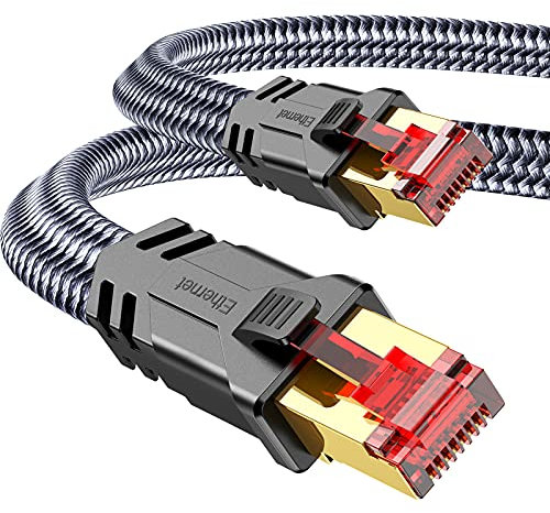 Snowkids Cat 8 LAN Kabel 1m, 40Gbps Netzwerkkabel Hochgeschwindigkeits 2000MHz S/FTP Ethernet Kabel Gigabit RJ45 Nylon geflochtener Vergoldeter Patchkabel für PS5/4 Router Modem TV Switch Laptop