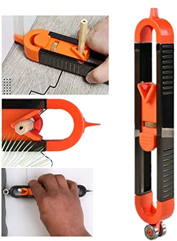 Dlmlemu Profilanreißlineal, Konturenlehre Unregelmäßige Formen präzise kopieren, Werkzeuge, Konturenlehre mit Schloss, Einstellbare Arretierung, Präzise Holzbearbeitungs-Messlehre, Kunststoff, 23,3 cm