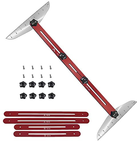 Evenlyao Stair Tread Template Tool - Stair Tread Gauge Stair Tread Measuring Board Tool | Stair Tread Gauge for Stairs, Shelf and Cutting Drywall | Adjustable Range 11inch-60inch, Red