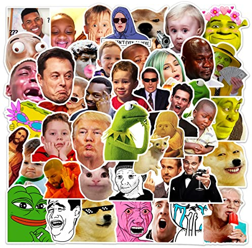 AUCEKO 50 Stück Aufkleber Pack Meme Sticker Set wasserdichte Vinyl Sticker für Laptop Kinder Autos Motorrad Fahrrad Skateboard Gepäck Koffer Computer Aufkleber Graffiti Decal