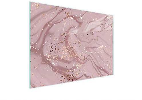 DarHaus Herdabdeckplatte 40x30 cm Einteilig Glas Elektroherd Induktion Herdschutz Spritzschutz Glasplatte Deko Schneidebrett, Marmor Rosa