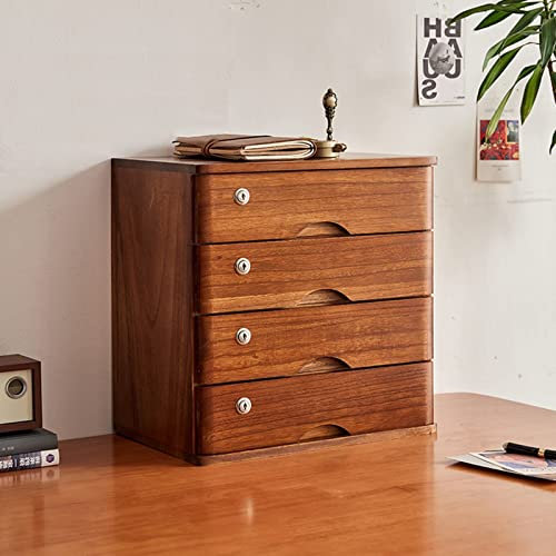 Schubladenbox Organizer Und Zubehör – Aktenschrank Für Den Schreibtisch, Aufbewahrungsbox Für Bürobedarf, Aktenschrank/Schreibtisch-Aufbewahrungsschrank/Datenschrank Aus Holz (Size : 4 Layer)