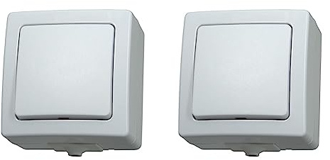 Kopp Aufputz-Feuchtraum Nautic arktis-weiß, Universalschalter (Aus- und Wechselschalter), 565602002 (Packung mit 2)