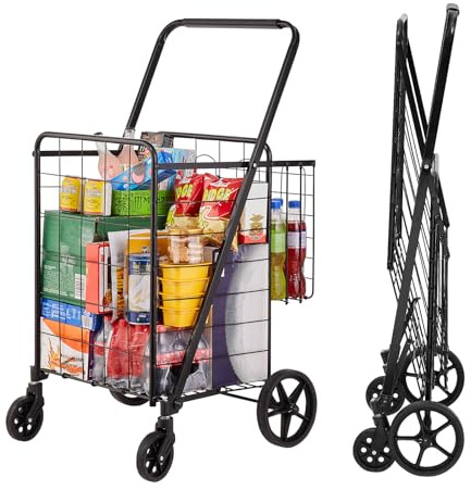 VEVOR Vagn Tvättkorg med 4 Hjul Tvättkorg med Bakkorg Lastning Max. 50 kg, Vagn 6,21 kg Tvättkorg med Hjul Bakkorg