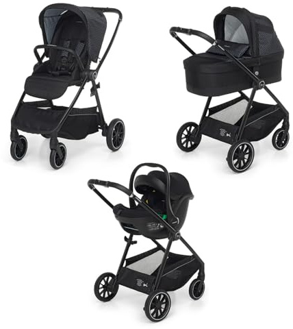 Foppapedretti Trio Divo I-Size, Sistema Modulare Combinato per Bambini, Navicella Passeggino e Seggiolino auto I-Size, Chiusura Self Standing, conforme ECE R129, Maneggevole Compatto Leggero, Chic