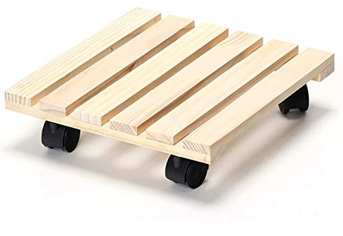 Soporte para plantas de madera con ruedas, ruedas para carrito de macetero para interiores y exteriores, bandeja rodante, posavasos con ruedas, bandeja móvil para macetas, paleta para maceteros para e