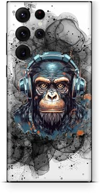 Skins4u Skin kompatibel mit Samsung Galaxy S24 Ultra Schutzfolie Skins Cover Design Aufkleber Schutz Folie Black Smoke Monkey