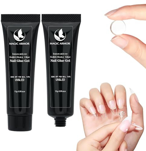 Gel solido per unghie finte, 2 pezzi da 15 g, super forte gel per unghie finte, gel 3D per nail art fai da te
