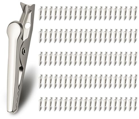 Abvsdu 100 Pcs 35mm Metal Alligator Clips, Silver, Strong Conductivity, Sturdy and Durable, Multi-Functional Spring Clamps