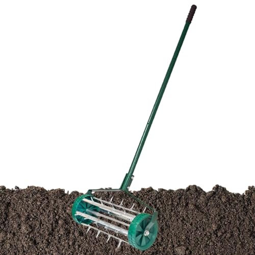 WEITING Rasenwalze, Rasenbelüfter - Hochleistungs-Spikes-Belüftungswerkzeug | Griffbetriebene Spike-Bodenbelüftungs-Gartengeräte, Belüfter für Rasen, Terrasse, Hof, Garten